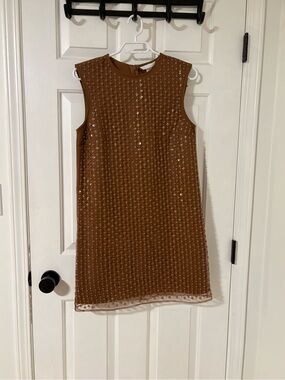 H&M Brown Sleeveless Sequin Shift Dress